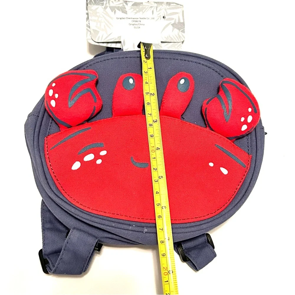 Tommy Bahama Kids Crab Design Mini Backpack Top Zip Red and Blue 8” x 7”